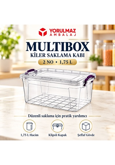 Poly Time 2 No Kiler Saklama Multibox 1.75 Lt E501 Şeffaf Ve Pratik Gıda Saklama Kabı