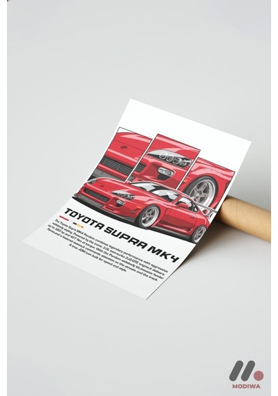 Toyota Supra Mk4 Jdm Poster, Çerçevesiz Yüksek Kalite Duvar Afişi - Oto Severlere Özel Hedi No:1047