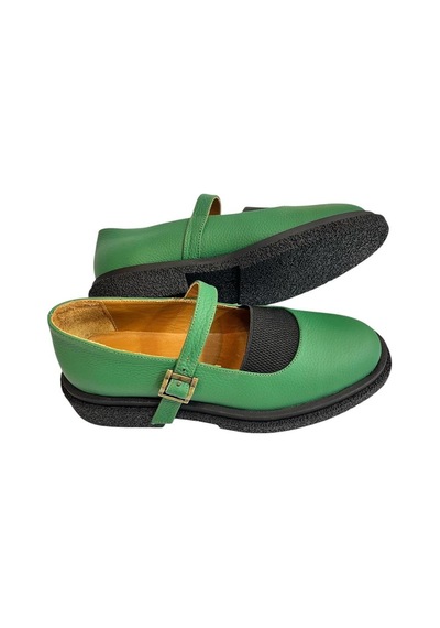 Tufan Shoes Yeşil Hakiki Deri Üst Kısmı Lastikli Babet YESIL