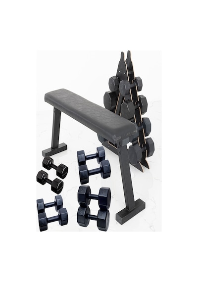 Ps Spor 4 Çift Dambıl Set 1 Kg+3 Kg+5 Kg+7 Kg + Katlanabilir Ağırlık Bench Sehpası Ve Dambıl Standı