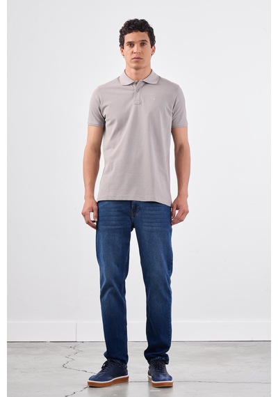 Dufy Gri Düz Erkek T-shirt - Slim Fit Gri