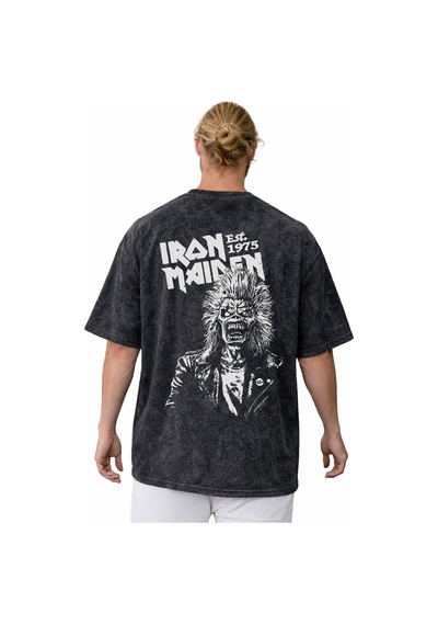 Iron Maiden Rock Metal Müzik Grubu Baskılı Unisex Oversize Vintag Siyah