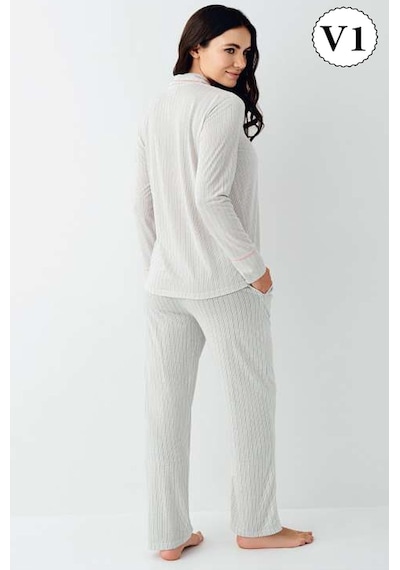 Pierre Cardin 9051 Kadın Uzun Kollu Gömlek Pijama Takımı-nil Nil Yeşili