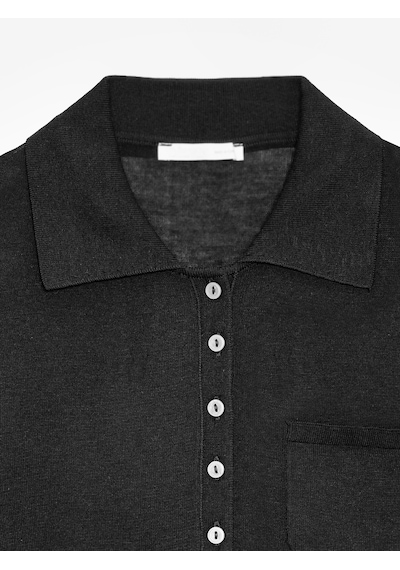 Dilvin 10874 Lyocell Karışımlı Polo Yaka Bluz-siyah