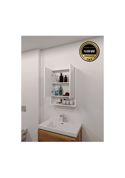 Lotus Banyo Dolabı Aynalı Raflı Kapaklı 6998 Lotus Banyo Dolabı Aynalı Raflı Kapaklı 6998