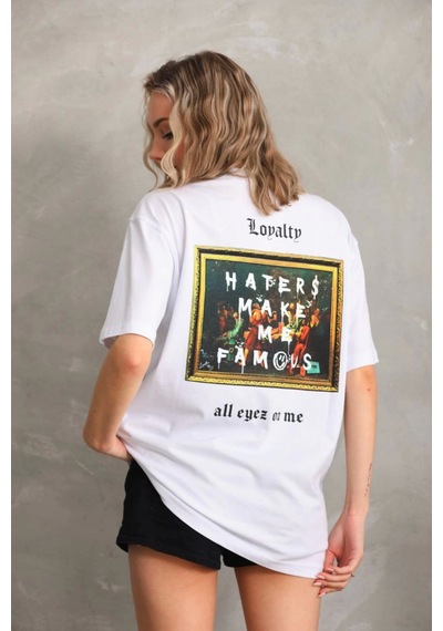 Wear Vexel Kadın Ön Ve Arka Baskılı Oversize Kısa Kol T-shirt - Beyaz Beyaz