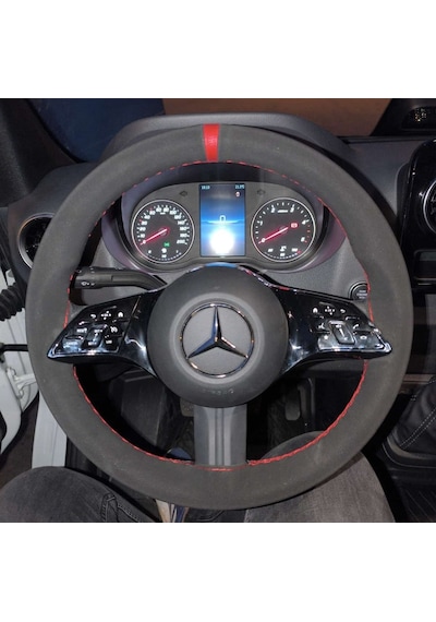 Dikişli Direksiyon Kılıfı Nubuk Deri Kırmızı Yüzük Kırmızı Dikişli Mercedes Sprinter Vito Yeniler Renkli