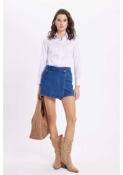 Tudors Kadın Slim Fit Non-ıron Pamuklu Vücuda Oturan Ütü Gerektirmez Pensli Beyaz Gömlek-42046 Beyaz