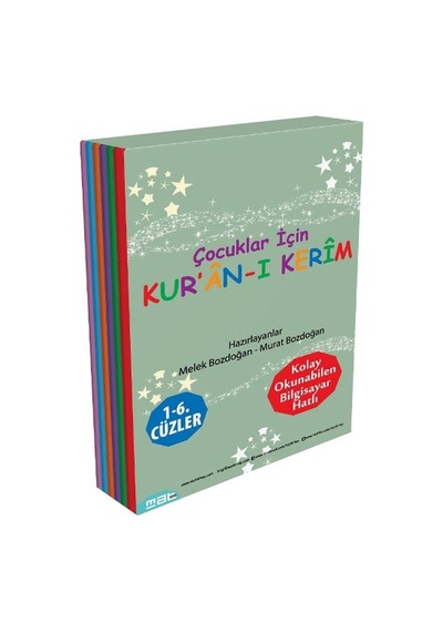 Çocuklar İçin Kur'an-ı Kerim 1-6. Cüzler (6 Kitaplık Set)- Mat Kitap