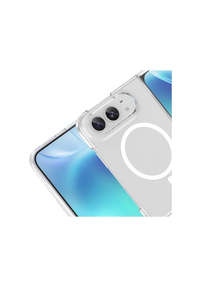 Apple iPhone Uyumlu Duo Fold Kamera Korumalı M-safe Şarj Özellikli Şeffaf Zore London Sert Pc Kapak