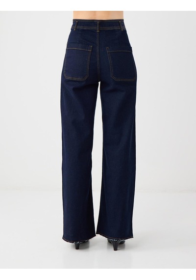 Jimmy Key Lacivert Bol Paça Yüksek Bel Denim Pantolon 5ww185020494