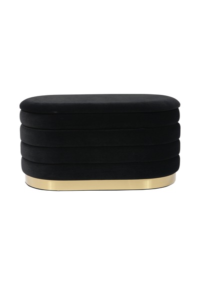 Lungo Long Line Black Puf- 90cm Gold Kaplama Kapitoneli Luxery Pofuduk Oturma Pufu&Makyaj Puff&Bench