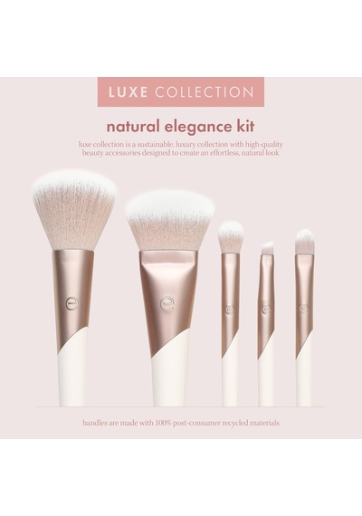 Luxe Natural Elegance Profesyonel Yüz Makyajı Ve Fondöten Fırça Seti, Yüz, Yanak Ve Göz Makyajı İçin Premium Fırça Seti, Sentetik Makyaj Fırçaları, Vegan Ve Zulüm İçermez, 5 Parça Set 30189452