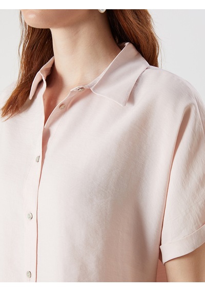 Lcw Vision Pembe Oversize Modal Karışımlı Kadın Gömlek