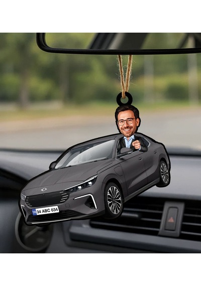 Bk Gift Kişiye Özel Erkek Kula Renk Togg Karikatürlü Ahşap Plakalı Araba Dikiz Ayna Süsü-1 , Arkadaşa Hediye, Sevgiliye Hediye, Araba Hediyesi Kobitme