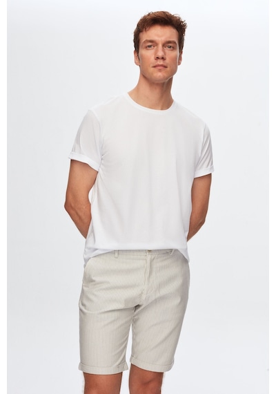 D's Damat Bisiklet Yaka Pamuklu Nefes Alabilen T-shirt Beyaz