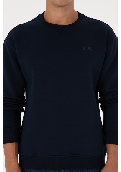 U.S. Polo Assn. Erkek Comfort Fit Bisiklet Yaka Şardonlu Lacivert Basic Sweatshirt 50313757-VR033