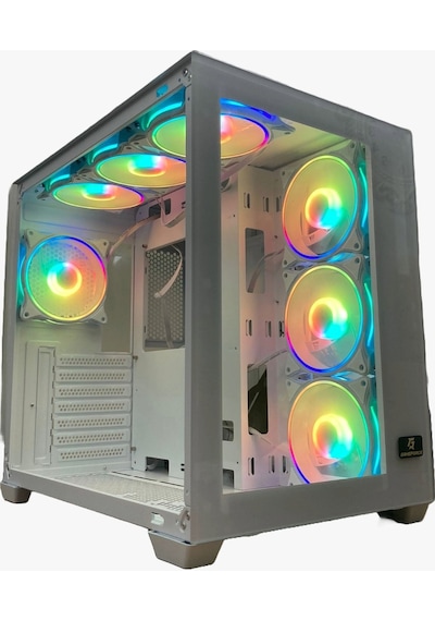 GAMEFORCE Lıquıd Beyaz 7x120 Mm Fanlı Rgb Kumandalı Kontrolcülü ATX Oyuncu Bilgisayar Kasası Liquid Beyaz