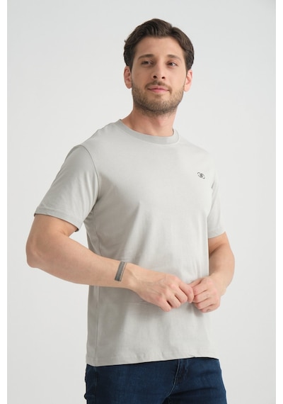 Shooter Sportwear Shooter Erkek T-shirt Nefes Alabilen Esnek Pamuklu Kumaş Regular Kalıp Minimal Logolu Gri
