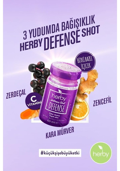 Herby Defense Ginger Shot 24'lü Paket Desteği Bitki Bazlı İçecek 24 x 60 ML