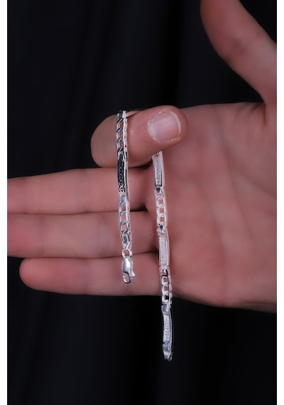 Encili Silver 925 Ayar Gümüş Zincir Model Erkek Bileklik Gümüş
