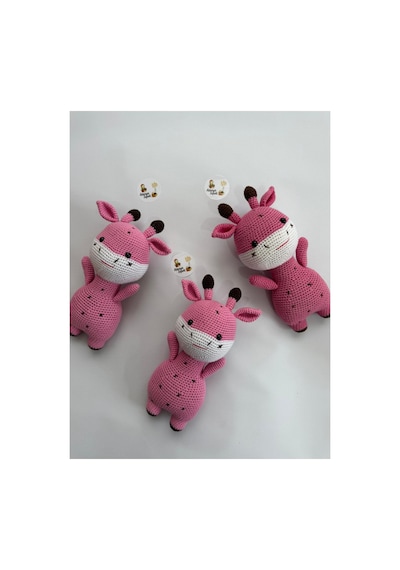 Adenya Sepeti Amigurumi Örgü Zübük Oyun-uyku Akradaşı-28 Cm-soft Pembe Çok Renkli