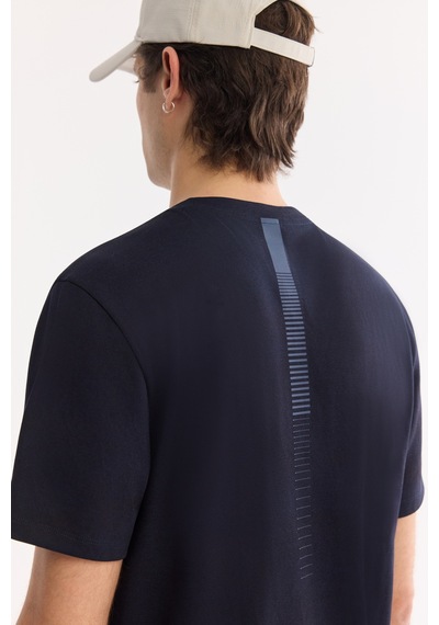 Avva Erkek Lacivert Bisiklet Yaka Bi-stretch Kırışmaz Baskılı Regular Fit T-shirt B001040