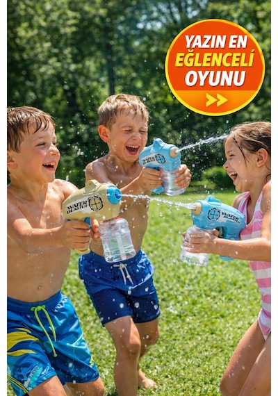 3x Pilli Otomatik Su Tabancası 7-8m Menzil Güçlü Su Tabancası Çocuk Oyuncak Yazlık Oyun