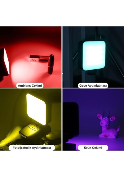 Gdx 64 Rgb Led Mıknatıslı Mobil Video Işığı 2500k-9000k 20 Efektli Cep Led Işık