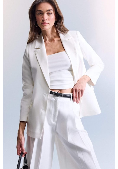 Defacto Oversıze Tencel Blazer Ceket Z8276az26smwt84 Beyaz-wt84