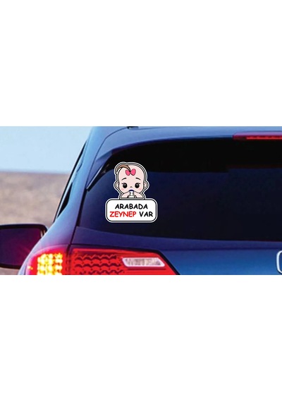 Kişiye Özel Arabada Bebek Var Sticker - Araba Oto Araç Cam Sticker - 00308 15x13 Cm
