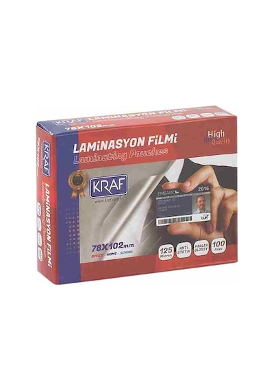 Kraf Parlak Laminasyon Filmi Kağıdı 78X102 MM 125 Micron 100 Adet