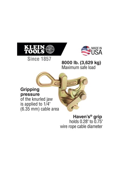 Klein Tools Haven's Grip/halat Çekme Kelepçesi, Tel Çekme Aleti,