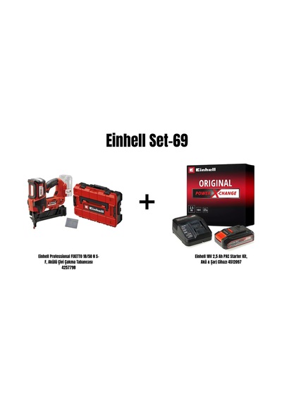 Einhell Set-69 Einhell Akülü Çivi Çakma+18v 2,5 Ah Akü & Şarj Cihazı