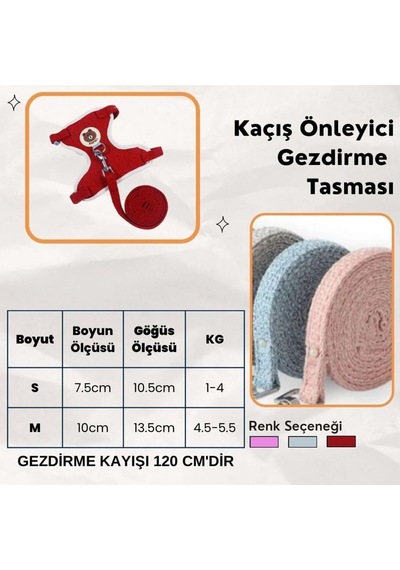 Floriashopping Yeni Sevimli Kaçış Önleyici Kedi Yürüyüş Vücut Tasmaları Kırmızı S Diğer