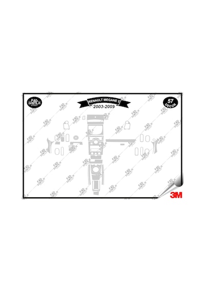 Renault Megane 2 Dijital 2003-2009 Torpido Konsol Trim Göğüs Maun Kaplama Set 57 Parça Gümüş Renk