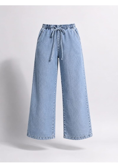 Ymr Moda Beli Lastikli Tensel Jeans Buz Mavisi