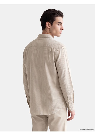 Lcwaıkıkı Classic Kahverengi Regular Fit Çizgili Gabardin Erkek Gömlek