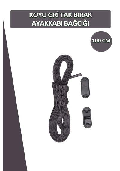 Dopar Elastik Koyu Gri Akıllı Bağcık Tak Bırak Ayakkabı Bağcığı 100cm Koyu Gri
