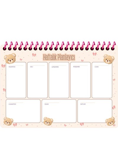 Keskin 17 X 24 52 Yp. Trend Haftalık Spiralli Planner - Krem Çok Renkli