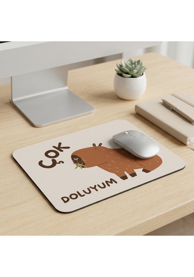 Tabloe Çok Doluyum Yazılı Eğlenceli Ofis Mouse Pad 23x19 Cm - Kaydırmaz Tabanlı Kaliteli Mousepad Gri