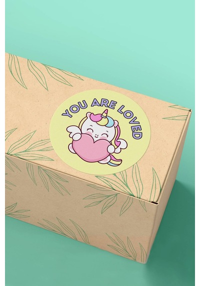 You Are Loved Kalpli Unicorn Sticker 3x3cm St2215 Çok Renkli