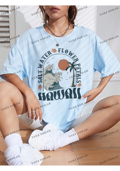 Flood Of Style Unisex Bay Tişört Kod-1409 Mavi