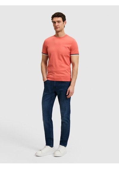 Mercan Slim Fit Bisiklet Yaka Triko T-shirt Kirmizi