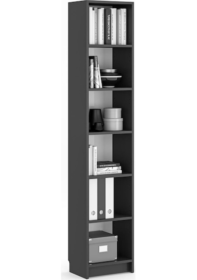 Bili Kitaplık 5 Raflı Dar Çok Amaçlı Ofis Salon Kitap Dosya Rafı Antrasit Antrasit