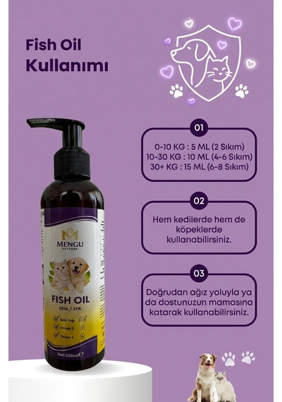 Fish Oil - Kedi Ve Köpekler İçin Balık Yağı Omega 3-6 Epa Dha Norveç Somon Yağı Bağışıklık Desteği