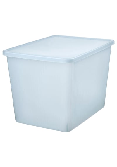 Ikea Rykta Şeffaf Gri-mavi 36x50x35 Cm/44.5 Lt Kapaklı Kutu Açık Mavi