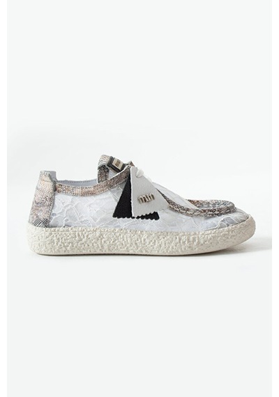 Dericia Shoes Rush Hakiki Deri Rahat Dantel Detaylı Tüllü Kadın Sneaker Beyaz