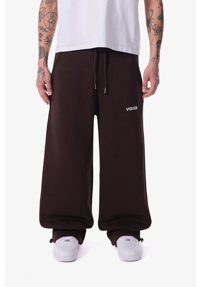 Feville 3 İplik Şardonlu Ayarlanabilir Paça Baggy Unisex Eşofman Altı Kahverengi