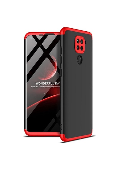 Xiaomi Redmi Note 9 Kılıf Zore Ays Kapak Siyah-Kırmızı
